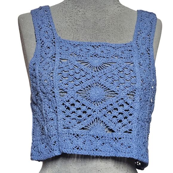 Blue Handmade Crochet Tank Size Small - Picture 1 of 2